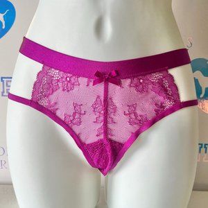New Victoria's Secret Sexy Lace Women's Panty Size Small Strappy Sheer Purple